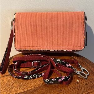 Blush Fig RFID Compact Corduroy Crossbody
